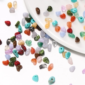 Macro detail of irregular 5-8mm colorful acrylic stone beads for DIY jewelry making