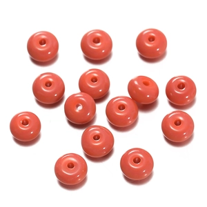 Flat round coral orange abacus beads for DIY crafts with a 1.5mm center hole