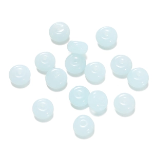 Close-up of translucent light blue abacus beads for DIY jewelry and craft making