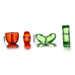 Detailed view of tulip beads with specific sizes for DIY jewelry and phone chain making