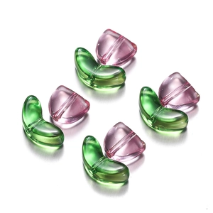 DIY acrylic tulip flower and leaf beads with transparent finish for necklace making