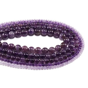 Polished natural purple amethyst round loose beads in various sizes for DIY jewelry