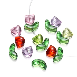 DIY acrylic tulip flower and leaf beads for handmade jewelry in vibrant mixed colors