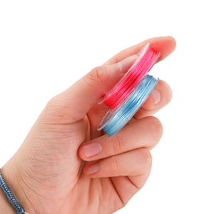 0.8mm crystal elastic cord rolls in pink and blue for DIY jewelry and bracelet making