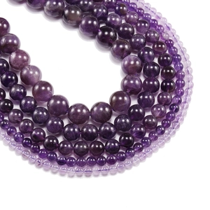 Natural Amethyst Stone Round Loose Beads Polished Purple Gemstone Spacer Beads For DIY Jewelry Making Bracelet Necklace Craft