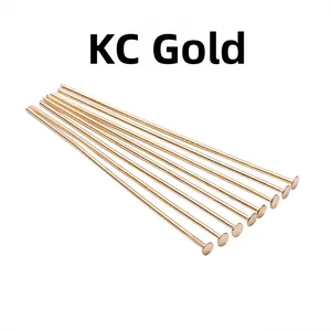 Alfileres de cabeza plana de oro KC para creación de joyas y pendientes DIY