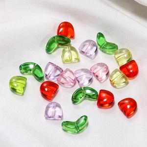 Macro shot of colorful tulip flower acrylic beads for DIY necklaces and phone chains