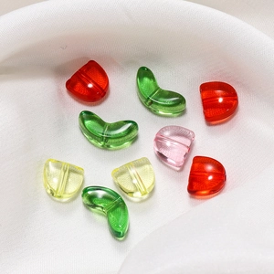 Close-up of colorful tulip-shaped acrylic beads with pre-drilled holes for DIY jewelry