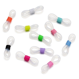 Colorful silicone 8-shaped eyeglass chain connectors with adjustable metal spring loops