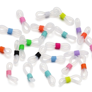 Colorful silicone eyeglass chain ends with adjustable metal springs in multiple bright colors