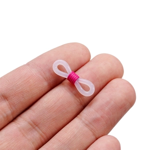 Standard 8-shaped silicone eyeglass chain connectors with rose red spring metal buckles