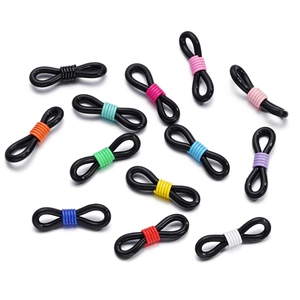 Colorful silicone eyeglass chain connectors with adjustable metal coils in multiple vibrant hues