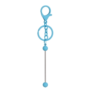 Sky blue lobster clasp keychain with beads on metal rod for DIY accessory projects