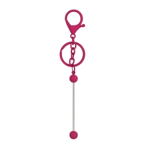 Detail of rose pink DIY lobster clasp with silver metal rod for beaded keychain making