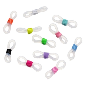 Colorful silicone 8-shaped eyeglass chain connectors with adjustable metal spring loops