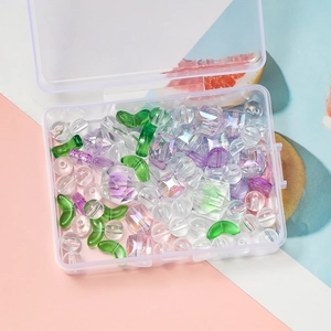 DIY tulp telefoonkoord set met acryl kralen in een transparante opbergdoos