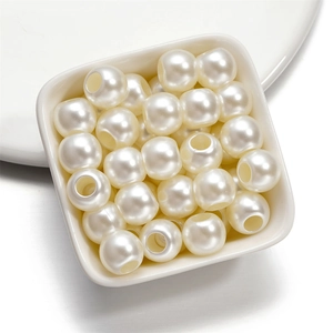 Künstliche Perles en Acrylique ABS Blanc Cassé Avec Grand Trou pour Création de Bijoux DIY Bracelet Collier Künstliche Perles en Vrac
