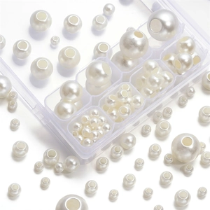 Lot de perles blanches en ABS avec boîte de rangement pour création de bijoux DIY