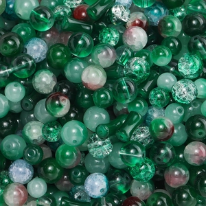 Macro de perles en verre craquelé vert 7-10mm et perles tubes pour bijoux DIY