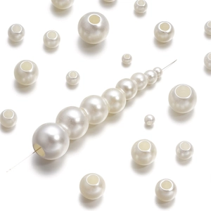 Perles d'imitation en ABS blanc crème à large trou pour la fabrication de bijoux DIY