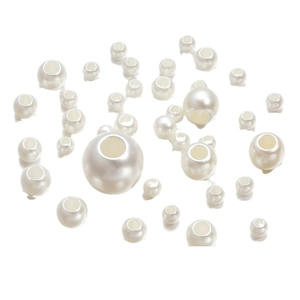 Perles d'imitation ABS blanc crème avec de grands trous pour création de bijoux DIY