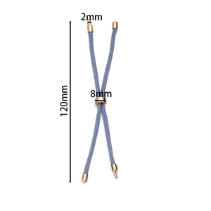 Blauw gevlochten Milan-koord met verstelbare gouden schuifkraal en 120mm lengte