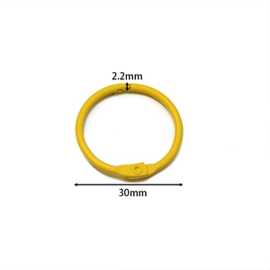 Anneau articulé jaune de 30mm pour porte-clés DIY avec épaisseur de 2,2mm