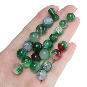 Perles en verre dégradé 7-10mm avec texture craquelée pour création de bijoux