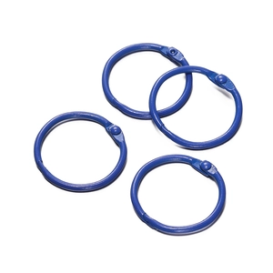Lot de quatre anneaux de reliure en métal bleu de 30mm pour fournitures de papeterie