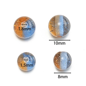 Detailed size chart for 10mm resin glitter beads with dual-tone design for DIY jewelry