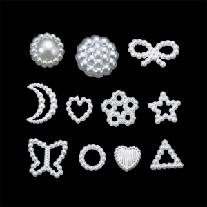 Weiße Imitationsperlen Flatback Anhänger Schmetterling Herz Stern Mond Blume Künstliche Perlen Für DIY Schmuck Handyhüllen Nagelkunst