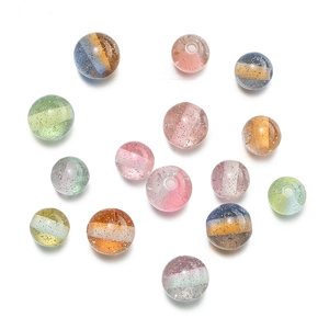Detailed view of 10mm glitter resin beads with dual-tone shimmer for DIY jewelry