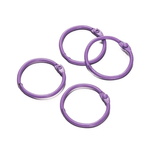 Lot de quatre anneaux en métal peint violet 30 mm pour reliures à feuilles mobiles