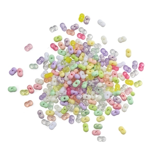 Macro view of 4mm acrylic peanut beads in macaron colors for DIY jewelry making