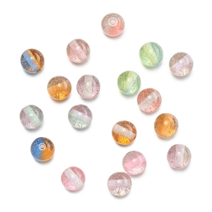 Macro view of 10mm resin glitter beads with two-tone stripes for DIY jewelry making