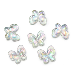 Detail of 22mm colorful iridescent butterfly beads for DIY jewelry and hair accessories