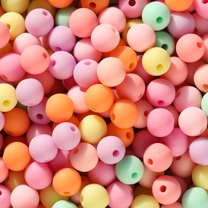 Mix aus 6/8mm matten Acryl-Rundperlen in Bonbonfarben für DIY-Schmuck und Bastelarbeiten