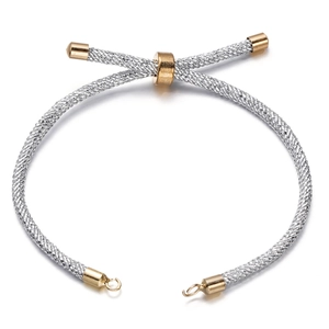 Verstelbare DIY zilveren mesh armband met gouden schuifsluiting en metalen lussen