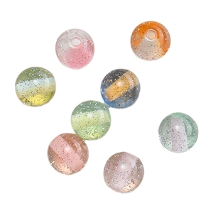 Colorful 10mm glitter resin beads for DIY jewelry making with a translucent finish