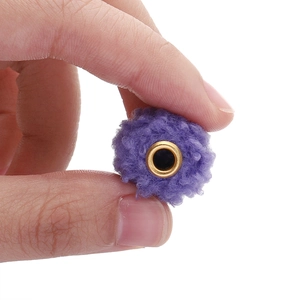 Purple 18mm plush teddy fleece bead with golden metal eyelet for DIY jewelry making