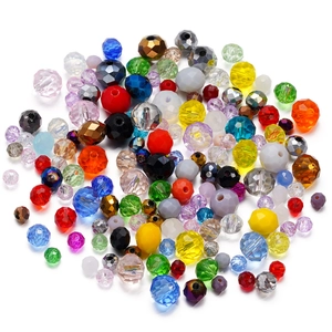 Macro shot of 4-8mm colorful faceted crystal beads for DIY handmade jewelry crafts
