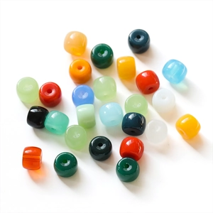 Macro shot of colorful glass cylinder beads for DIY jewelry and bracelet making