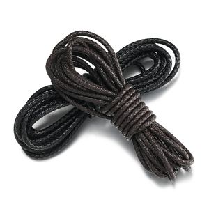 Detail of dark brown and black braided cords for DIY necklace and bracelet crafting