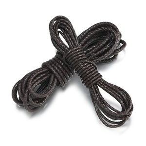 Detail of dark brown braided leather cords for handmade jewelry and DIY bracelets