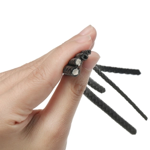 Close-up of black braided leather cord with inner core for DIY jewelry and necklaces