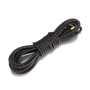 Macro detail of dark brown braided cowhide leather cord for DIY jewelry making