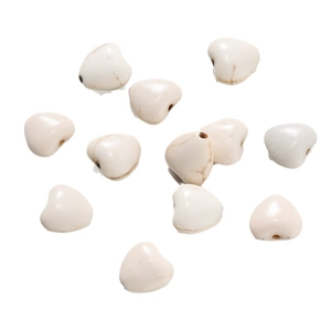 White turquoise heart-shaped loose beads with natural brown marble texture for DIY jewelry