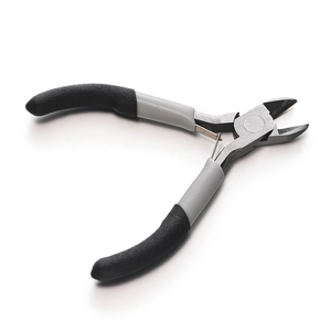 Alicates de corte diagonal con mango ergonómico antideslizante gris-negro y muelle de retorno