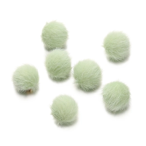 Detail of 17mm light green faux mink fur beads for DIY jewelry and hair accessories