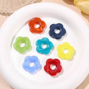 26mm acrylic flower beads with marble texture in seven colors for DIY jewelry making